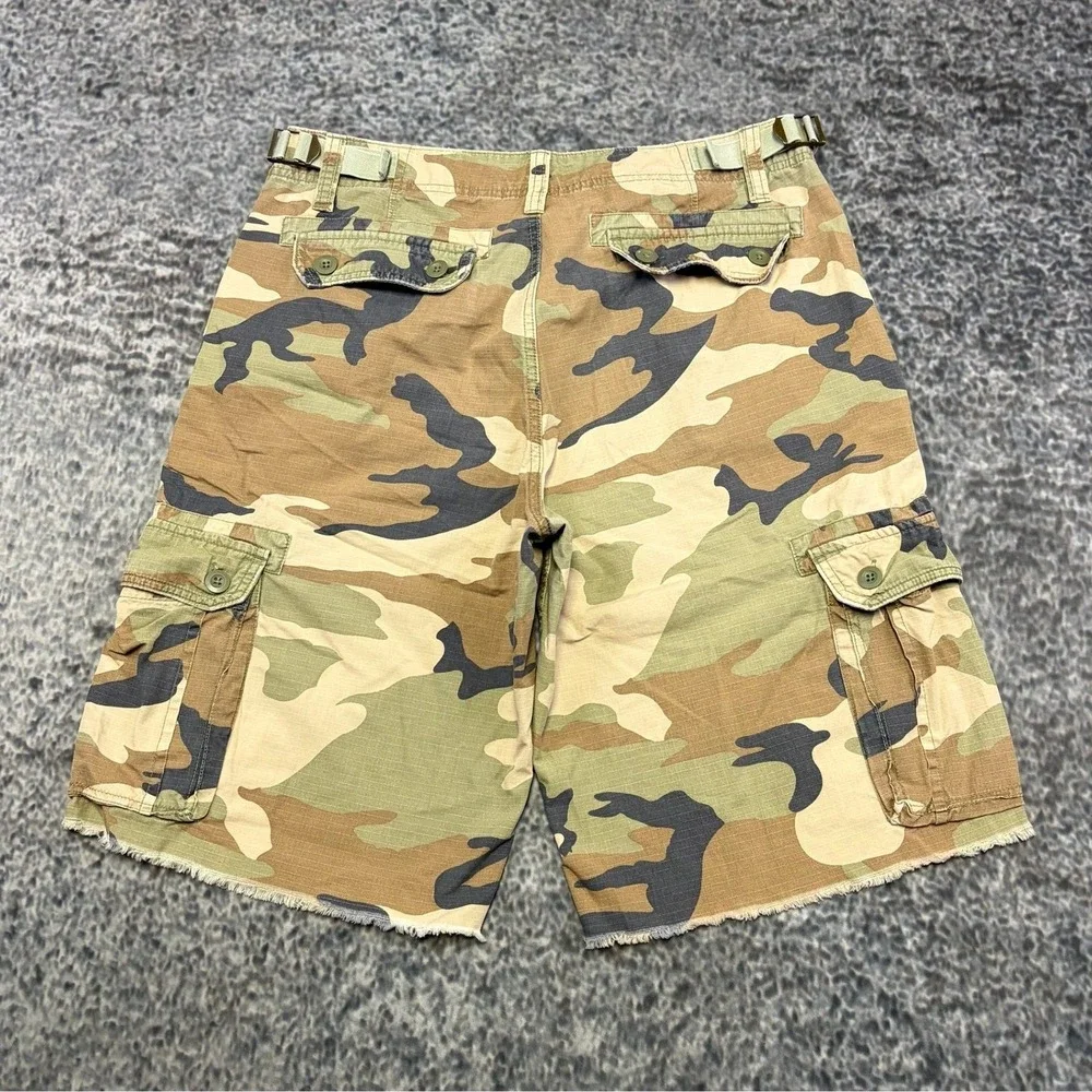 Vintage Y2K Gap Camo Cargo Shorts Mens 34 Green Brown Baggy Skater Grunge